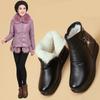 Leather Boots Winter Flat-bottomed Short Boots Female Mothers Warm Cotton Shoes Soft-soled Non-slip Thickened Plus Velvet Women's Shoes