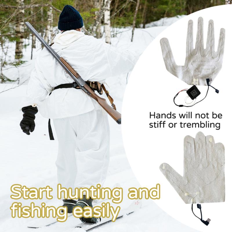 Usb Heated Gloves Winter Warm Five-Finger Gloves Heating Pad Electric Heating