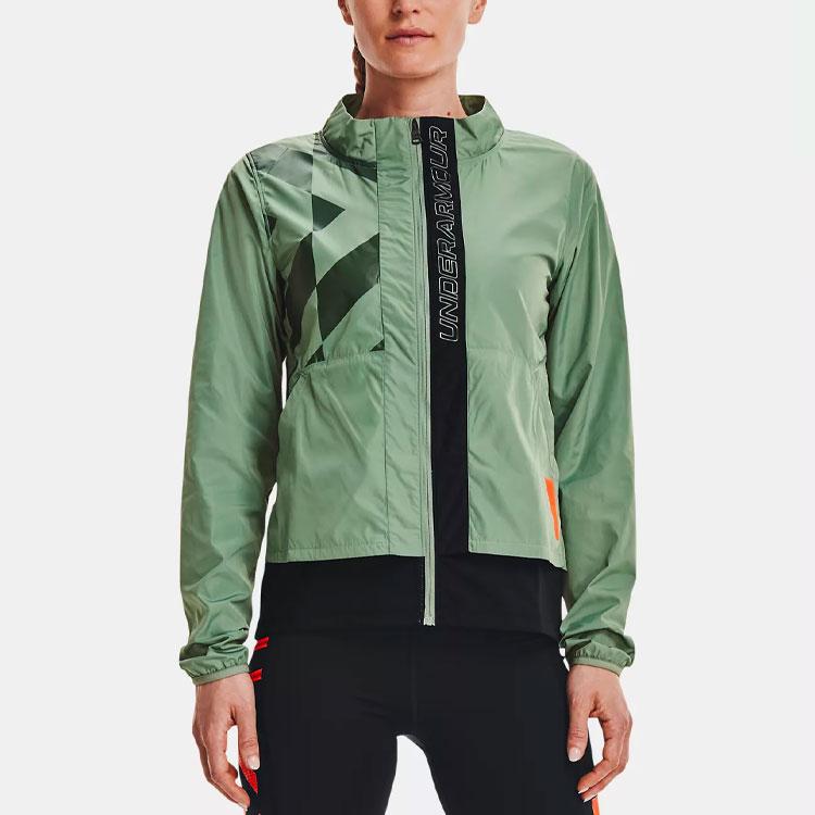 Under Armour UA Anywhere Laser Color Block Running Jacket Women Jacket Green 1365639-348