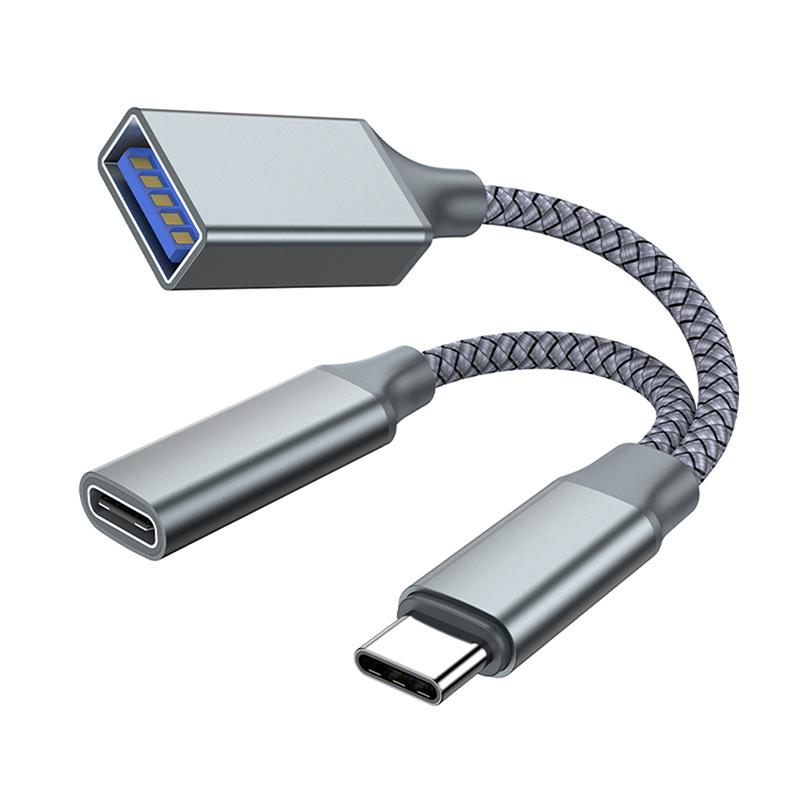 Горячая Распродажа USB C OTG Кабель Адаптер для Телефона 2-в-1 Type C Папа на USB C Мама Порт для Зарядки с USB Мама Разветвитель Адаптер