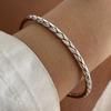 100% Solid 925 Sterling Silver Metal Bracelet for Women Vintage Handmade Simple Retro Black Stone Bracelet Birthday Gift Party