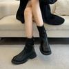 Короткие женские туфли тонкие носки ботинки на толстой подошве ботинки Мартина женские новые осенние универсальные маленькие ботильоны