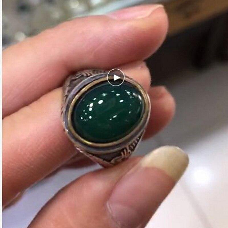 Женское кольцо из 100% серебра 925 пробы, тайское серебро, зеленый, натуральный камень, нежные узоры или рисунки, восстанавливающие древние пути, кольца Ms