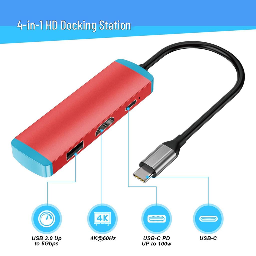 USB-C Hub with Power Supply: Laptop/Desktop to HDMI Dock and U Disk Expansion Switch