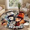 Custom Name Personalized Demon Slayer Print Round Rug, Versatile Home Decor Carpet, for Playroom, Apartment, Balcony, Entryway, Hallway Gift