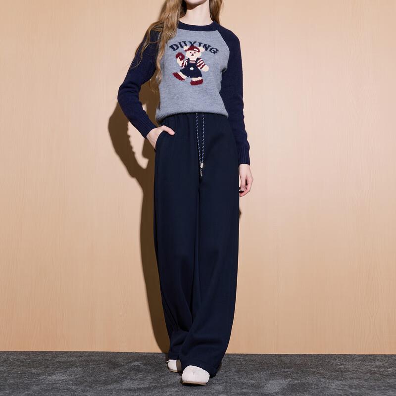 Sancai 2025 Winter Fleece-Lined High-Waist Straight Leg Pants