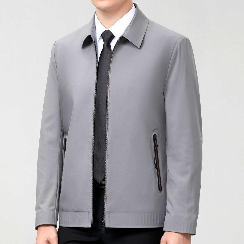 High-end Mulberry Silk Lapel Jacket for Men Spring and Autumn New Business Casual Middle-aged Dad Wear Thin Jacket Jacket