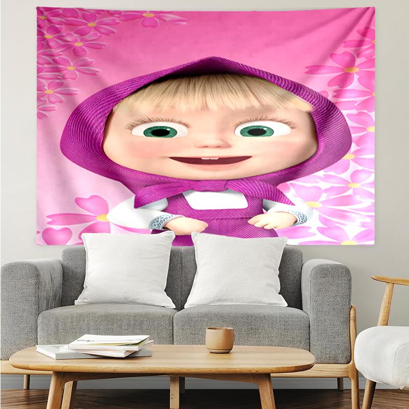 1PC Pink Flowers sweetheart And bear K-pop music group Tapestry Accessories for Bedroom,Livingroom, dormitory Room Wall Decor Fan Birthday Gifts