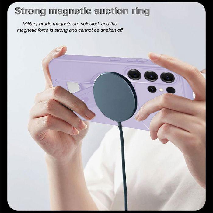 Coque pour Samsung Galaxy S26 Ultra, Silicone Souple avec Cercle Magnétique et Support - Violet
