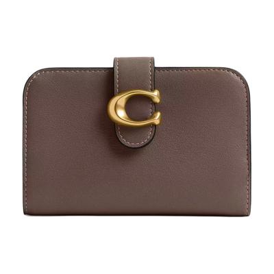 Tabby 13 Classic Metal Logo Leather Wallet Mini Women's Brass with Dark Brown Brass with Dark Brown