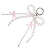Love Sweet Handmade  Pearl Fabric Bow Keychain