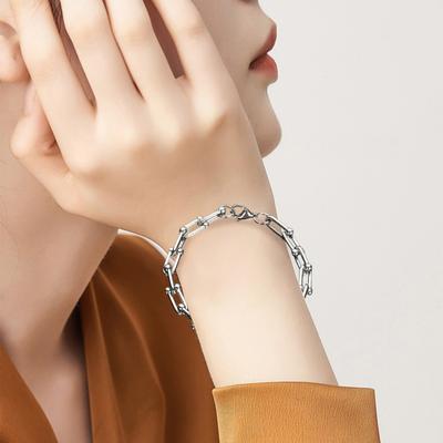 Мужской браслет с толстой полой цепочкой и карабином, однотонная полированная нержавеющая сталь, витая цепочка в стиле панк для уличных клубных вечеринок