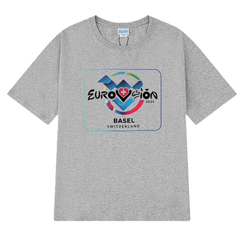 Eurovision Song 2025 Basel Switzerland short sleeve Tshirts Unisex Women Fashion Oversized clothing Unisex 100 Cotton T shirt Top