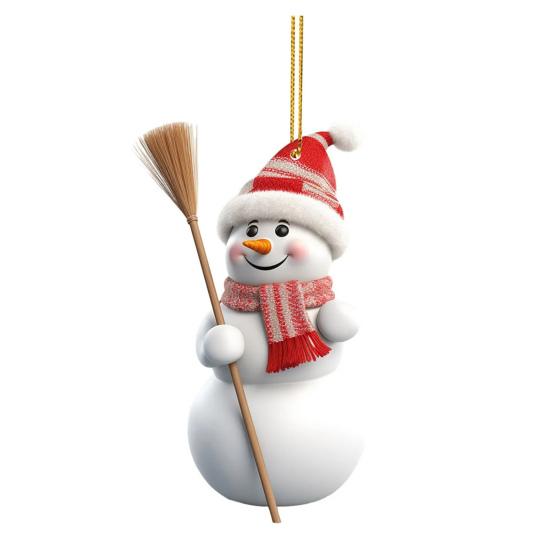 Рождественский снеговик, украшение, плоский акриловый подвесной декор, мультяшный снеговик, праздничная подвеска для рождественской елки, автомобильная дверь