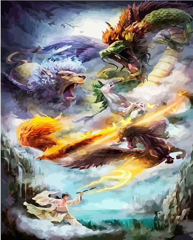 40x50 см картина маслом по номерам рисунок дракона на холсте ручная роспись художественный подарок DIY картина по номерам наборы животных домашний декор