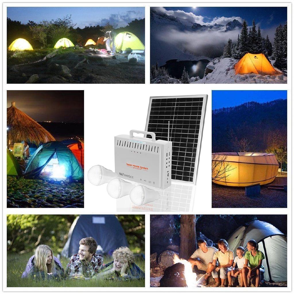 Солнечный генератор Портативный комплект Инвертор ИБП Источник питания Светодиодная лампа 2 USB-порта 10 Вт