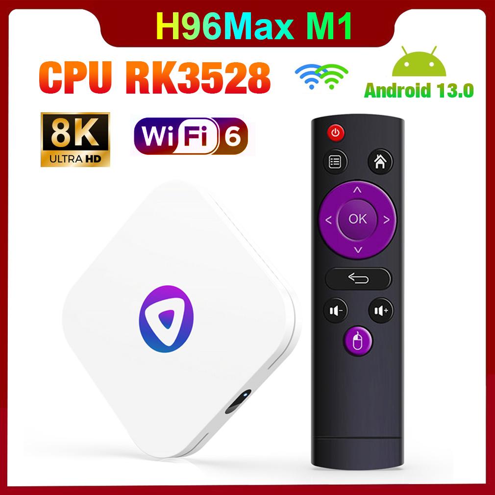 H96 MAX M1 Android 13 Смарт-ТВ-приставка Rockchip RK3528 Поддержка видео 8K Двойной Wi-Fi Bluetooth 4.0 Google Voice Медиаплеер 4G 64 ГБ 32 ГБ Телеприставка 2G 16 ГБ