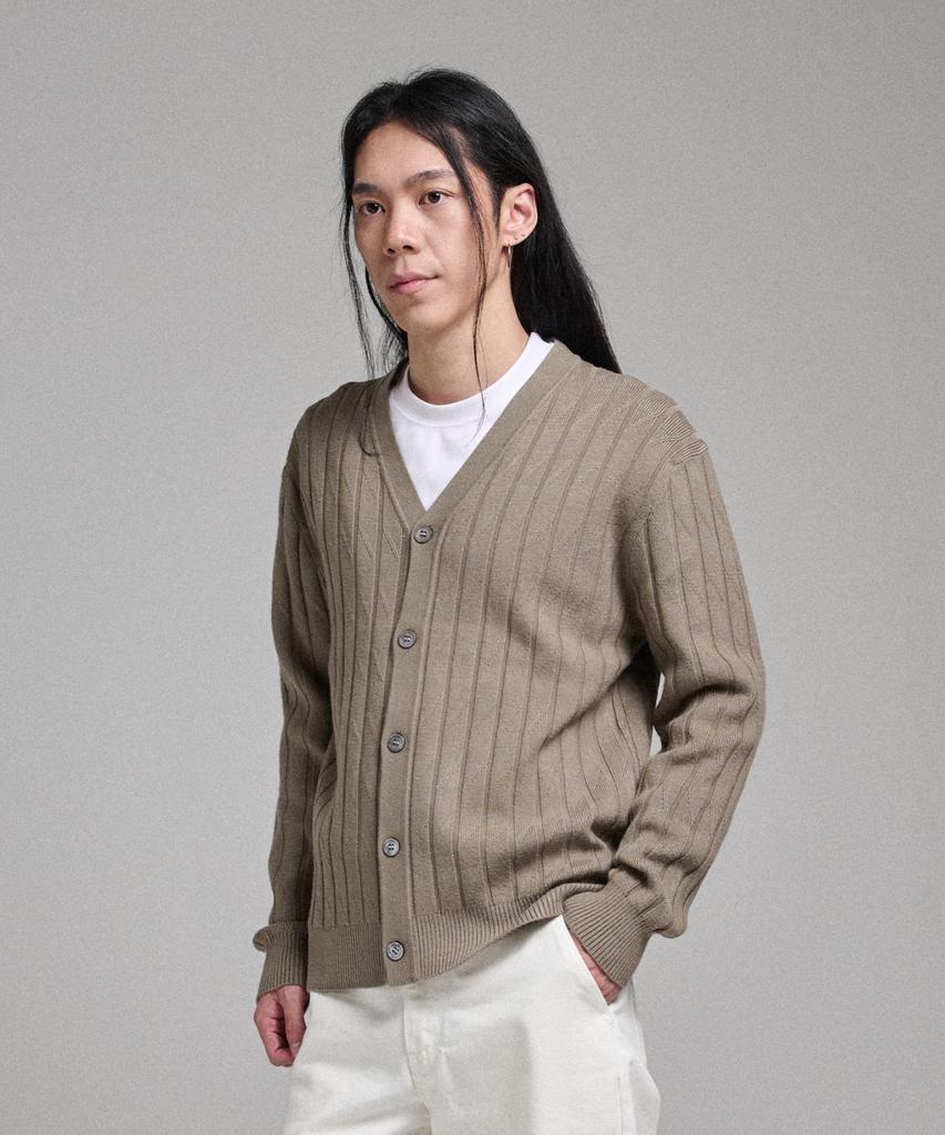ANALOG MOOD Like Semi Hacci Cardigan Knit (Khaki)