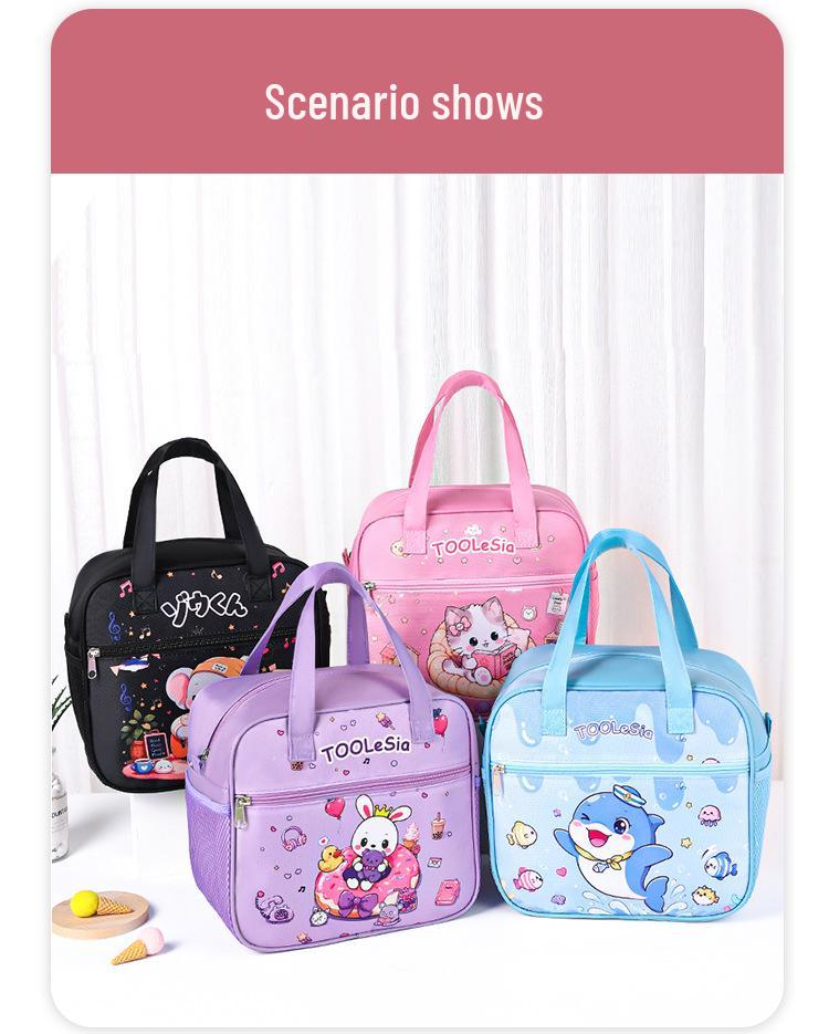 Large Insulated Cartoon Bento Lunch Bag - Waterproof & Cute Student Handheld Carrier