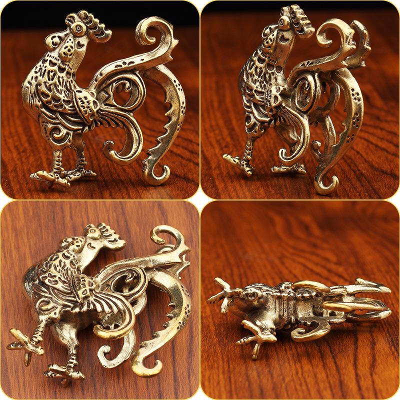 Латунные двенадцать зодиакальных украшений креативный зодиакальный петух стоящий петух металлические изделия ручной работы чистая медь маленькие бронзовые украшения