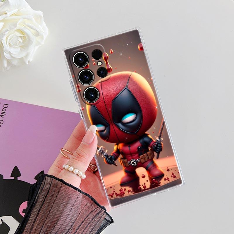 Baby Cute Marvel Groot Deadpool Transparent Case For Samsung Galaxy S26 S25 Ultra S24 S22 S26 Plus S20 S23 S21 FE 5G Clear Cover