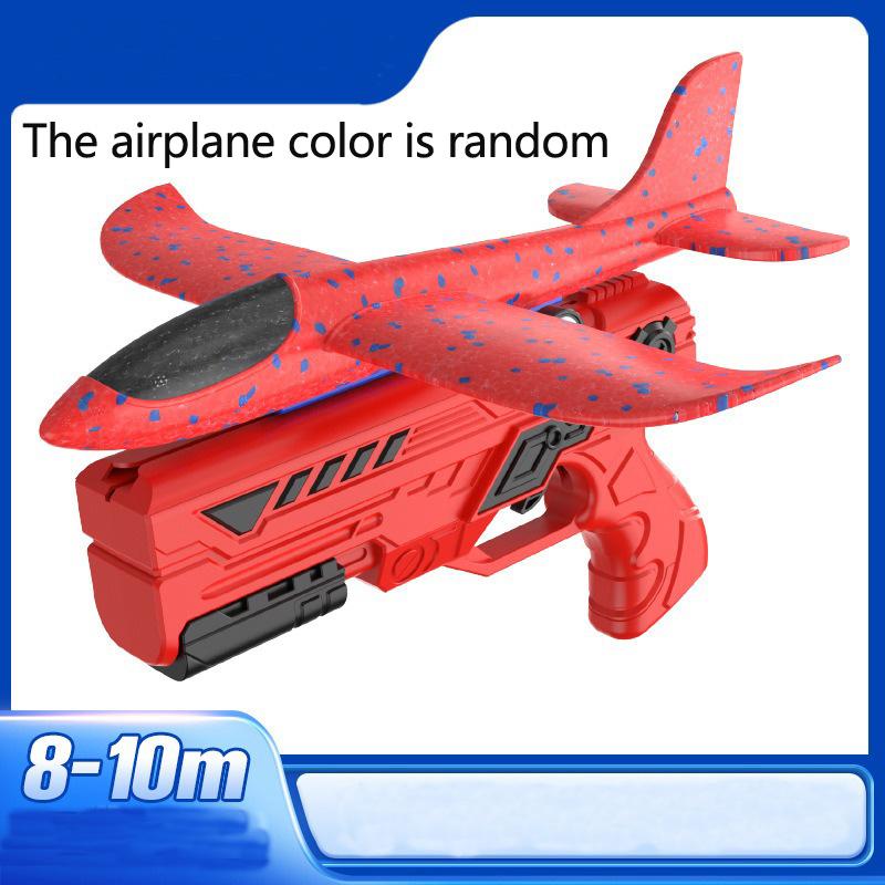 Children'S Outdoor Three In One Foam Soft Elastic Toy Gun, Hand Thrown Ejection Aircraft Suit, Foam Aircraft Color Random