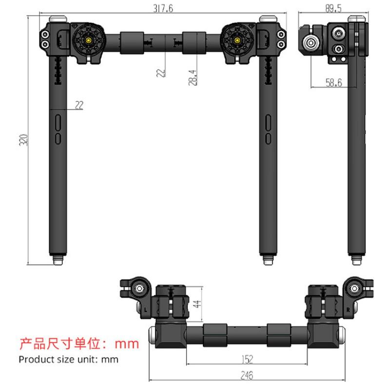 Universal 22mm Low-Profile Motorcycle Separated Handlebar With Adjustable 28mm Risers Aluminum Alloy Cafe Racer Bobber Custom