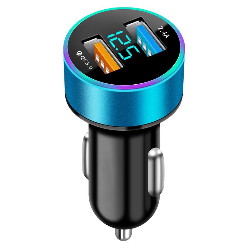 Многофункциональное автомобильное зарядное устройство из алюминиевого сплава с 5 В 3,1 А и цифровым дисплеем