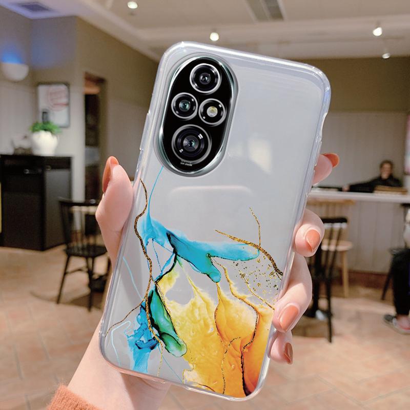For Honor 200 Pro Phone Case Fashion Flower Transparent Back Cover For Honor 200Pro Soft TPU Silicone Anti Drop Bumper Fundas