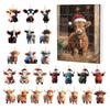 Christmas Advent Calendar 24 Pcs Highland Cow Ornaments 2D Acrylic Cute Animal Christmas Tree Decorations Xmas Countdown Gifts