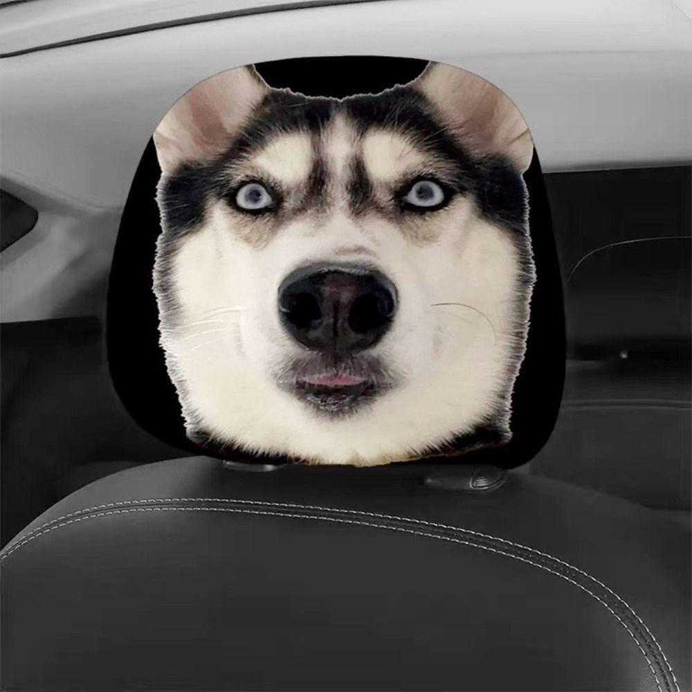 Cartoon Car Headrest Covers Exaggerated Car Seat Headcover Car Pillowcase Gift for Car Lover