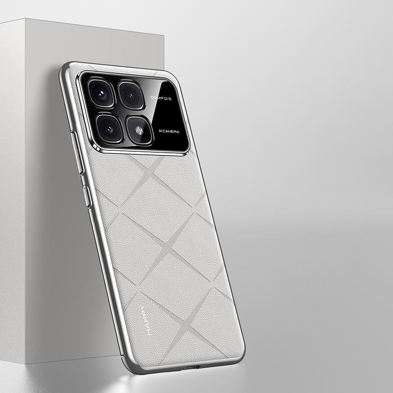 Роскошный кожаный чехол для телефона Xiaomi 14T Plating Camera Lens Ptotection Hard Back Cover Shell 14T