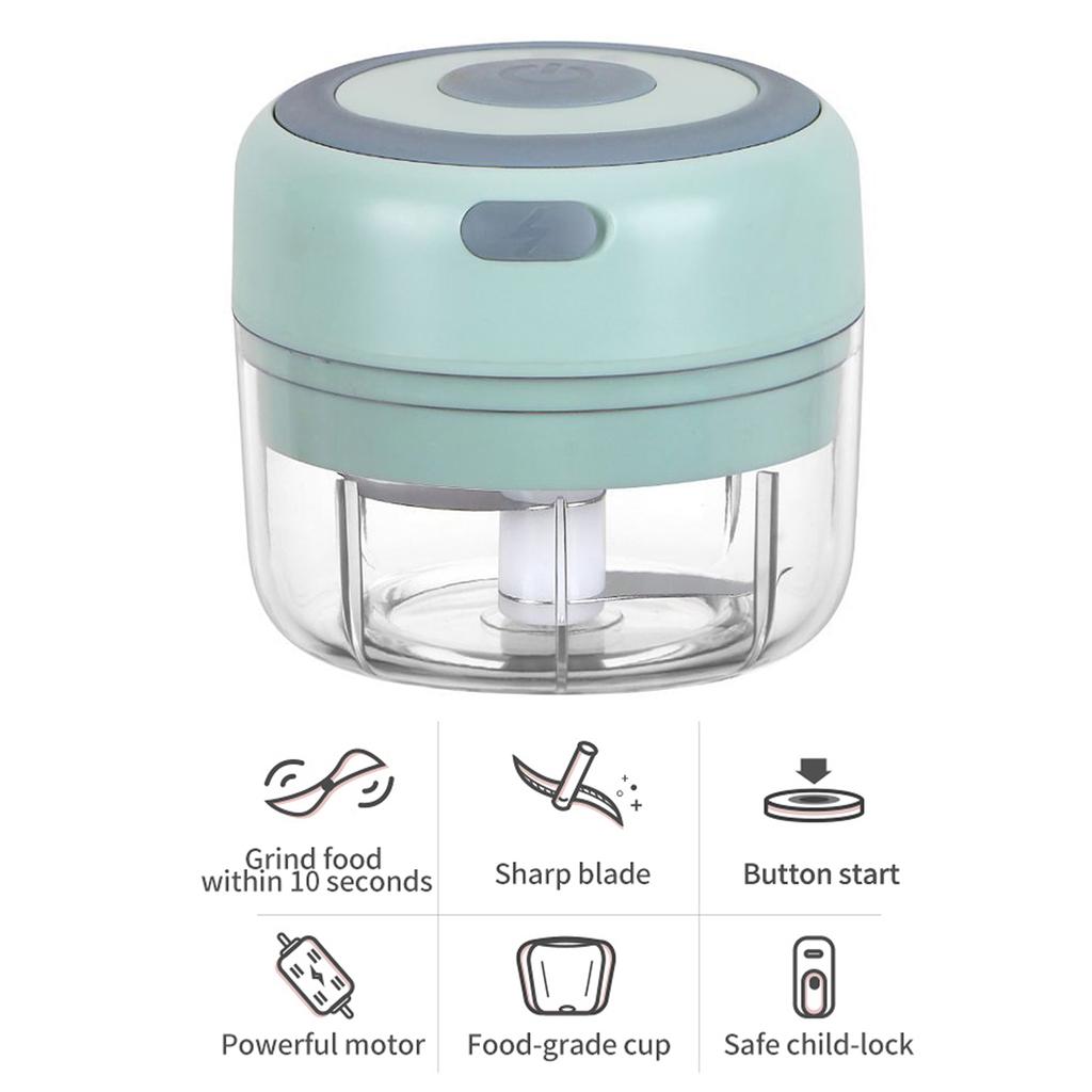 Mini Garlic Grinder Electric Garlic Chopper Cordless Food Fruit Vegetable Blender Kitchen Gadgets 100ML USB Rechargeable
