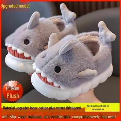 Детские мультяшные зимние домашние нескользящие хлопковые тапочки для мальчиков и подростков