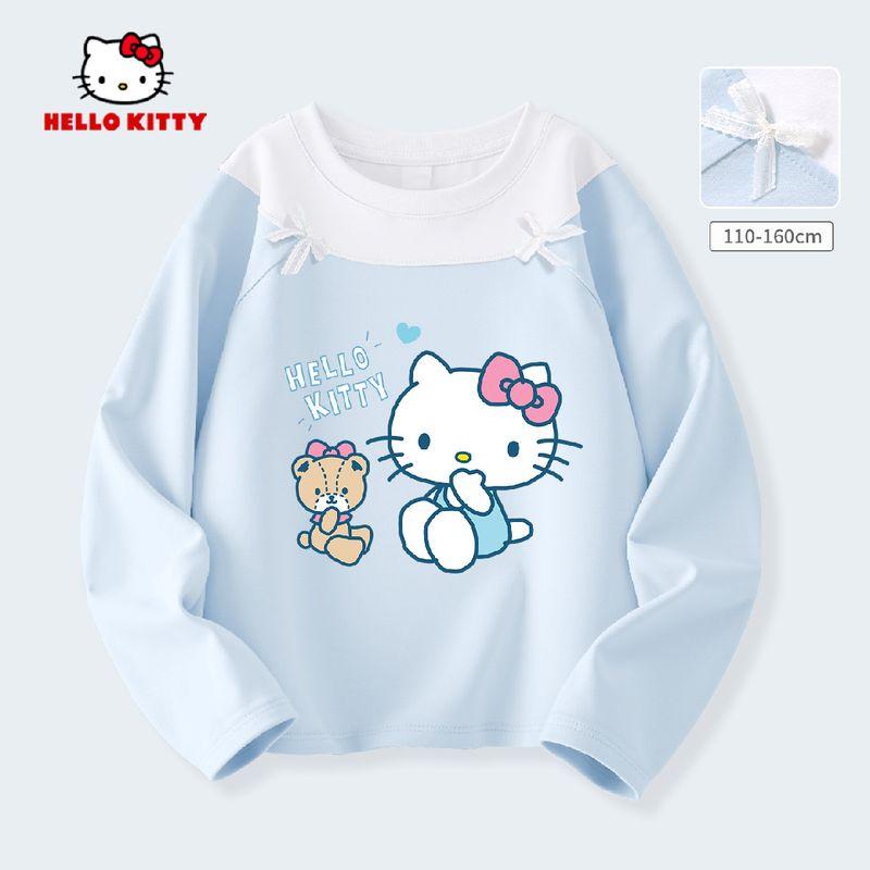 Длинный рукав для девочек Hello Kitty, Весна и Осень 2026, Новый стиль, Стильный топ с длинным рукавом для девочек