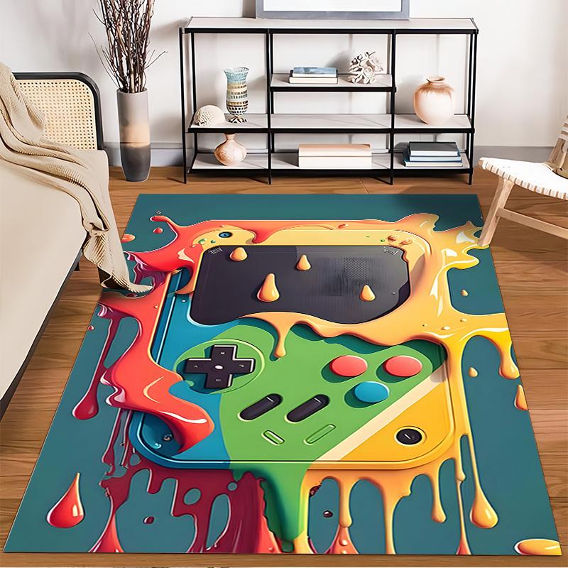 Colorful Retro Game Controller Design Carpet for Living Room Decor Suitable for use as an anti-slip for living room bedroom sofas