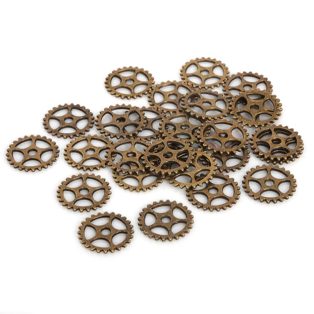 50Pcs Metal Gear Charm Pendants for Jewelry Making Diy Bracelet Accessories
