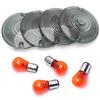 PerfecTech 3 1/4" Туринговые OEM Плоские Черные Дымчатые Линзы Поворотников + Янтарный Свет