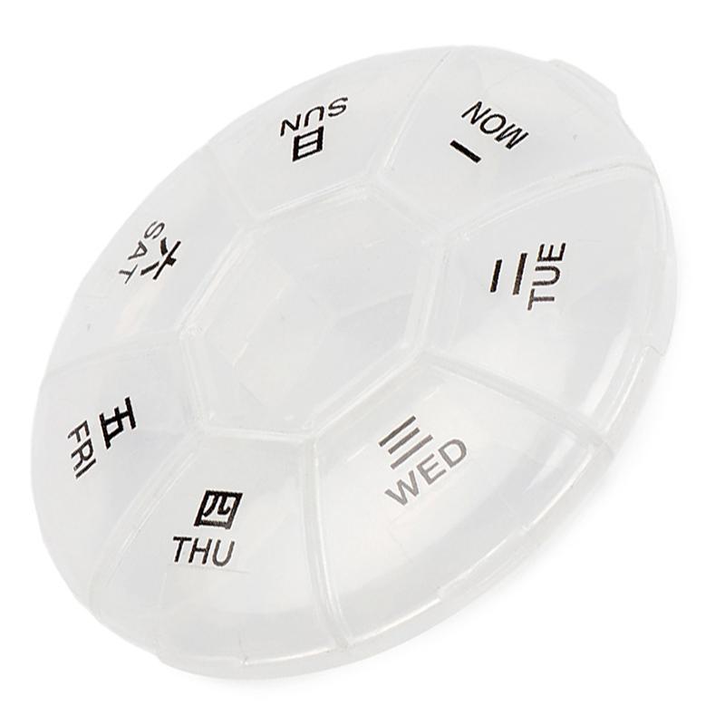 1 PCS Round Portable Pill Box Medicine Planner Small Case  7-Sided Pill Reminder Round Shaped Weekly Pill Organizer