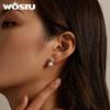 WOSTU Genuine 925 Sterling Silver Love Shell Pearl Drop Earrings for Women Plated Gold Earrings Jewelry