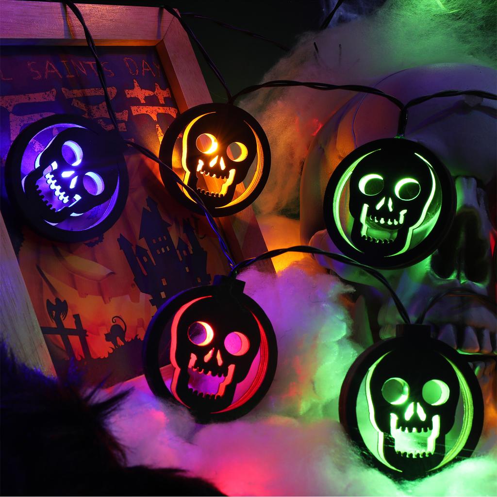 Светодиодные пауки на Хэллоуин, паутина, скелет летучей мыши, гирлянда ведьмы, украшение на батарейке