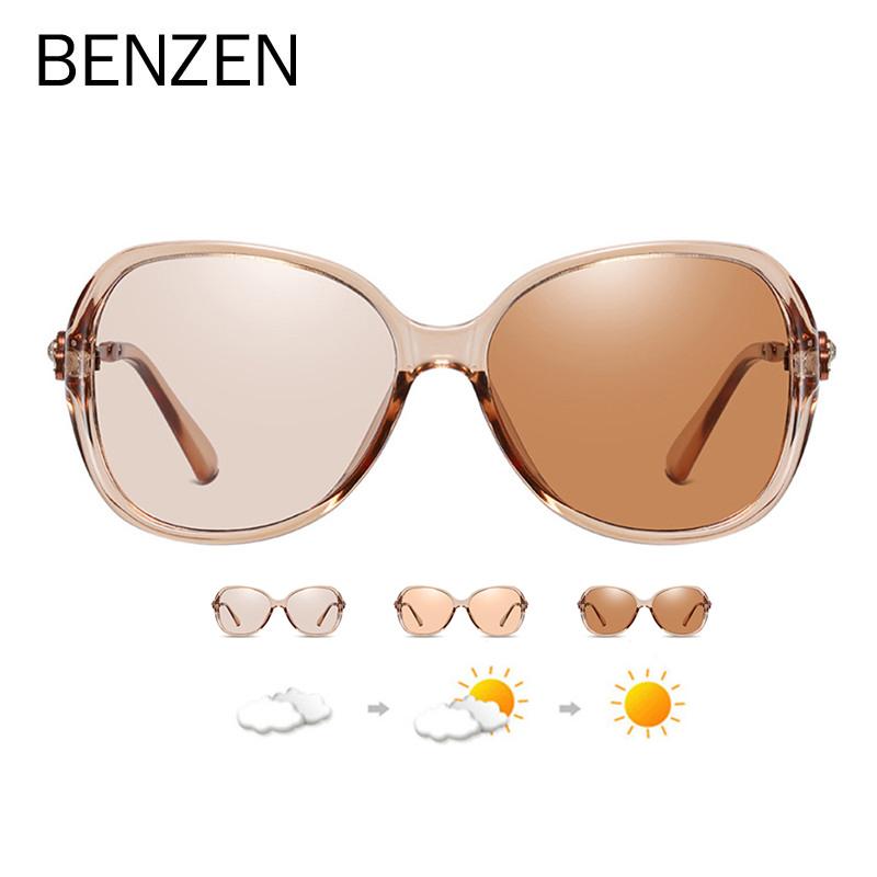 BENZEN Photochromic Polarized Sunglasses Women UV 400 Chameleon Sun Glasses Driver Driving Goggle Anti-glare Shades BS6661