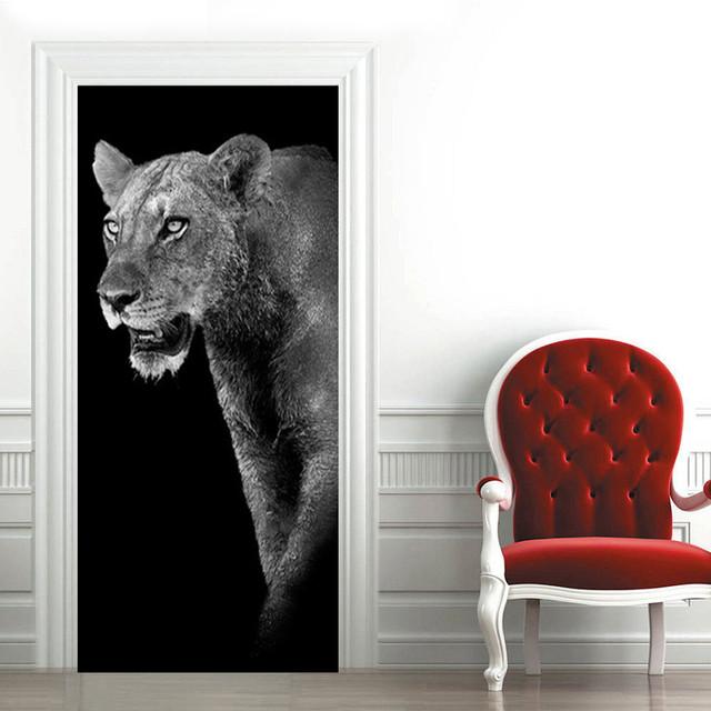 Стикер на дверь с изображением слона, ПВХ, клейкие водостойкие обои для дверей гостиной, спальни, плакат, домашний декор, deursticker