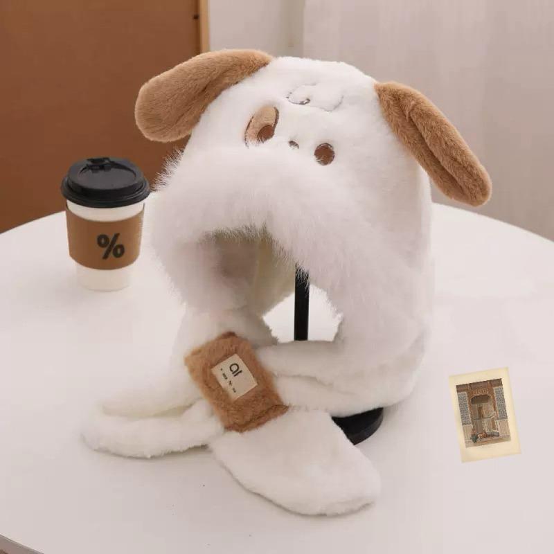 Фрукты милый милый щенок плюшевая шапка с ушками дети согреваются зимой универсальный показать лицо тренд