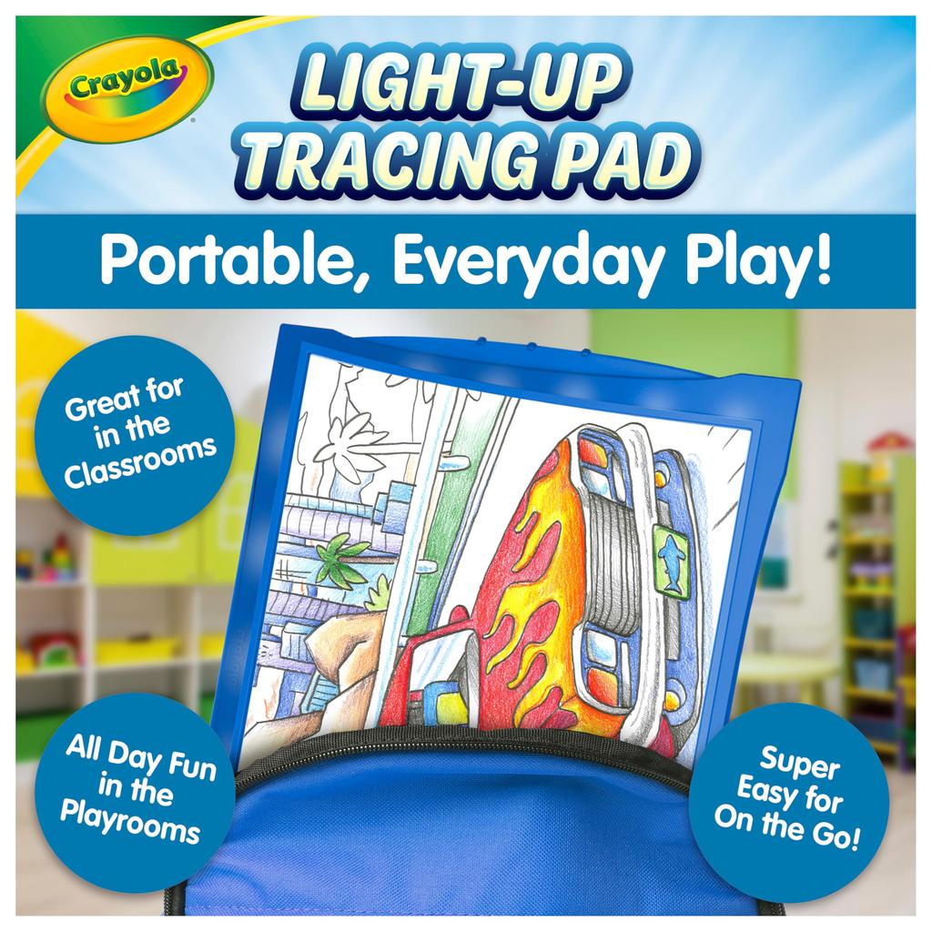 Crayola Light-Up Tracing Pad, Blue, Drawing, Tracer, Coloring, Vehicles, 040907, Authentic