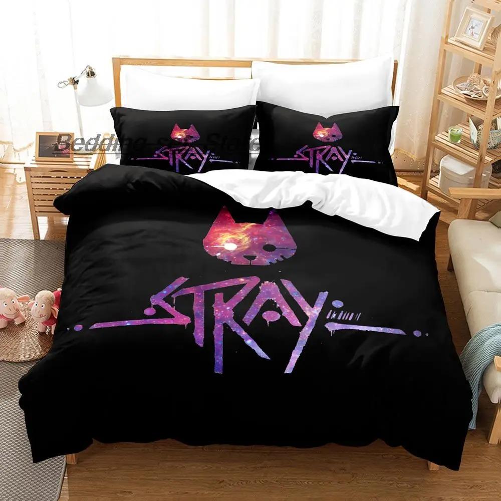 Новый игровой набор с кошкой Момо из игры Stray Постельное белье Односпальный Полуторный Двуспальный Евро-размер Кинг-сайз Кавайные Комплекты Пододеяльников для Взрослых Детей