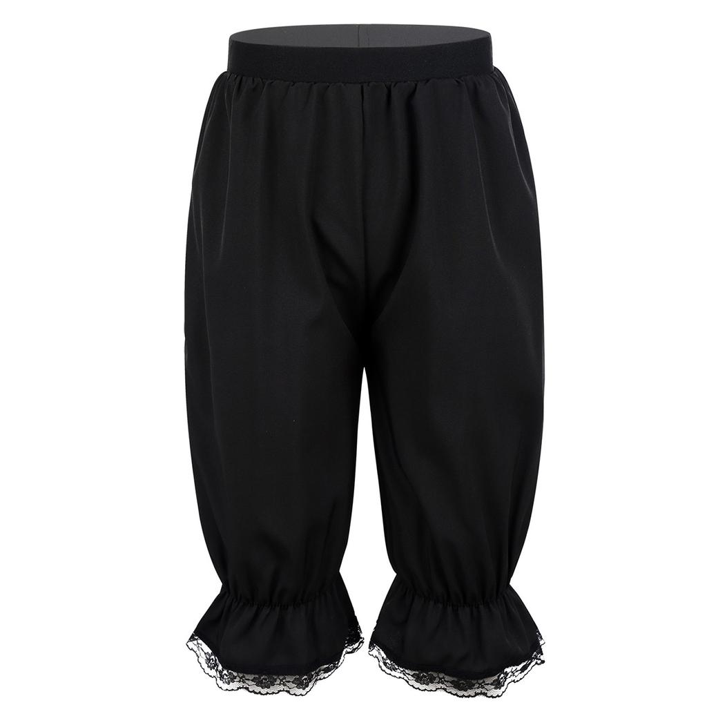 Детские викторианские панталоны для девочек, карнавальный костюм, однотонные свободные шаровары с кружевной отделкой для танцев
