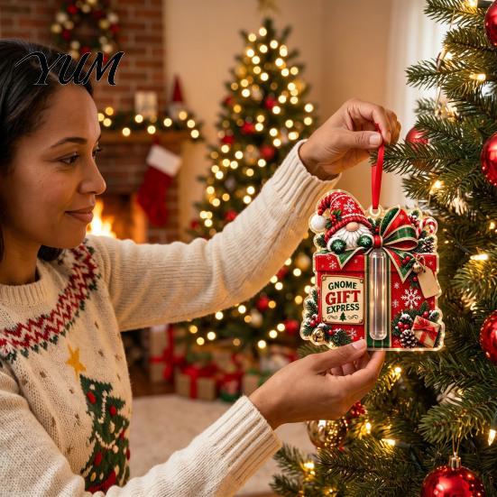 Christmas Party Favors Gnome Cash Holder Ornament, Acrylic Hanging Pendant for Holiday Money Envelope Alternative Tree Decoration, Surprise