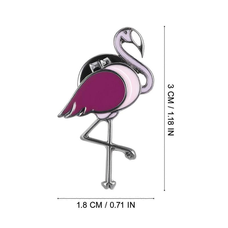 Creative Brooch Flamingo Brooch Pins for Decoration 4Pcs Rosy Alloy