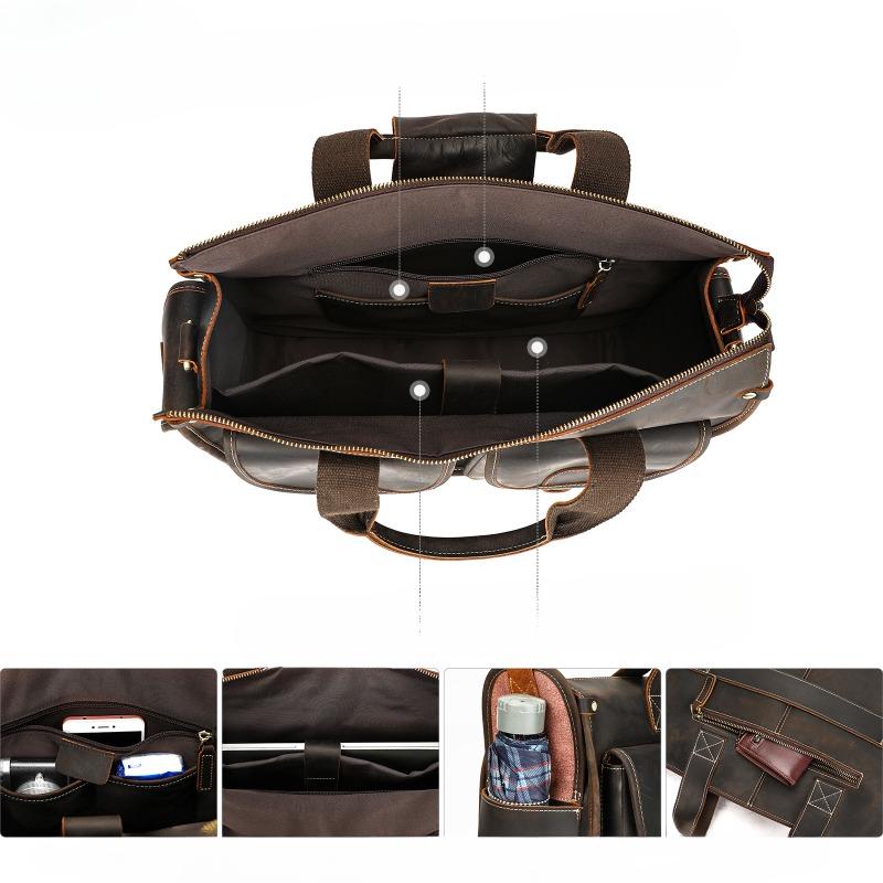 Мужской портфель большой вместимости, деловая сумка-тоут для поездок, из натуральной кожи, сумка для компьютера